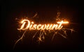 Sparkly DISCOUNT word on dark background.