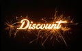 Sparkly DISCOUNT word on dark background.