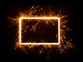 Sparkly glowing empty rounded corner rectangle frame Royalty Free Stock Photo