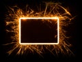 Sparkly glowing empty rounded corner rectangle frame Royalty Free Stock Photo