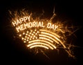 Sparkly HAPPY MEMORIAL DAY title with flag Royalty Free Stock Photo