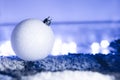 Sparkly White Christmas Ball With Lights Royalty Free Stock Photo