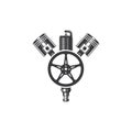 sparkplug with piston icon vector illustration