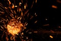 Sparks flare cutting iron