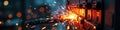 sparks fly from circuit breakers amidst a short circuit, breaker popping, smoke