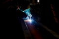 Sparks are generated when welding metal objects