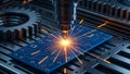 Sparks of Innovation: Laser Welding in Modern PCB Manufacturing Royalty Free Stock Photo