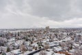 Aerial Reno Sparks Nevada cityscape in winter