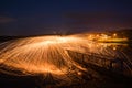 Powerful circular burning steel wool