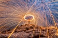 Sparks from steel. Steel wool