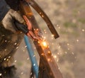 Sparks from welding work like background Royalty Free Stock Photo