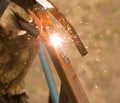 Sparks from welding work like background Royalty Free Stock Photo