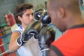 Sparring practise in gym