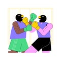 Sparring on the ring isolated cartoon vector illustrations.