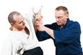 Sparring of two jujitsu fighters Royalty Free Stock Photo