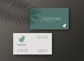 Sparrow Bird Modern Logo and Square Business Cards Template Realistic Vector Stationary Mockups Scene with Shadow