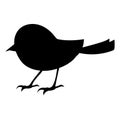 Brown Sparrow Flying. Black Bird Silhouette Against White Background No Sky. Free Vector