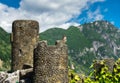 Sparrow on Miniature Fort Ruin Royalty Free Stock Photo