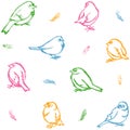 Sparrows and feathers wallpaper