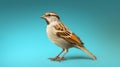 Sparrow standing on a blue background