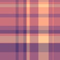 Sparse vector plaid pattern, kid texture tartan seamless. Twill textile background check fabric in pink and salmon colors