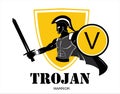Sparta, trojan warrior hold the sword and shield