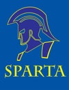Sparta warrior head on blue.