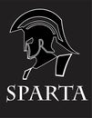 Sparta warrior head. Trojan helmet.