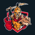 Sparta Warrior Mascot Logo Emblem Character