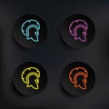 Spartacus, hat dark badge color set icon. Simple thin line, outline vector of mythology icons for ui and ux, website or mobile