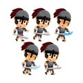 Spartan Cartoon Attack Game Character Animation Sprite Template Royalty Free Stock Photo
