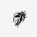 Spartan helmet black meander ornament vector illustration Royalty Free Stock Photo