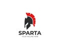 Spartan Helmet Logo Template. Greek Armor Vector Design