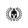 spartan helmet warrior inside wheat ear vector icon logo design