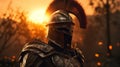 Spartan Knight With Horns At Sunset In 8k Resolution