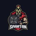 Spartan logo mascot design vector with modern illustration concept style. Spartan illustration with a shield and sword