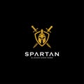 Spartan logo and vector design helmet and head Royalty Free Stock Photo