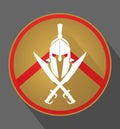 Spartan Long Shadow Emblem Royalty Free Stock Photo