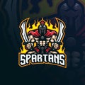 Spartan mascot logo design vector with modern illustration concept style for badge, emblem and t shirt printing. Angry spartan Royalty Free Stock Photo