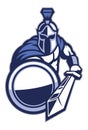 Spartan mascot with shield and the sword