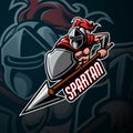 Spartan mascot sport esport logo design