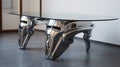 Spartan Metal Table With Chris Foss-inspired Robot Head Helmet Design