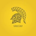 Spartan origami design. Black color and text with yellow background