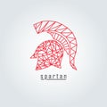 Spartan origami design. Red color and text with background