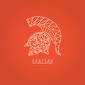 Spartan origami design. White color and text with orange background