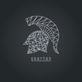 Spartan polygonal design. White color and text with black background