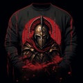 Spartan Slayer Hoodie: Dark Crimson And Gold Spartan Design