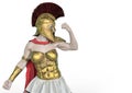 She is the spartan soldier in a white background