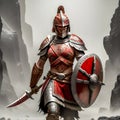 Spartan style gladiator warrior in steel armour