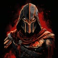 Spartan-themed Hoodie Design: The Black Knight In Dark Orange And Crimson